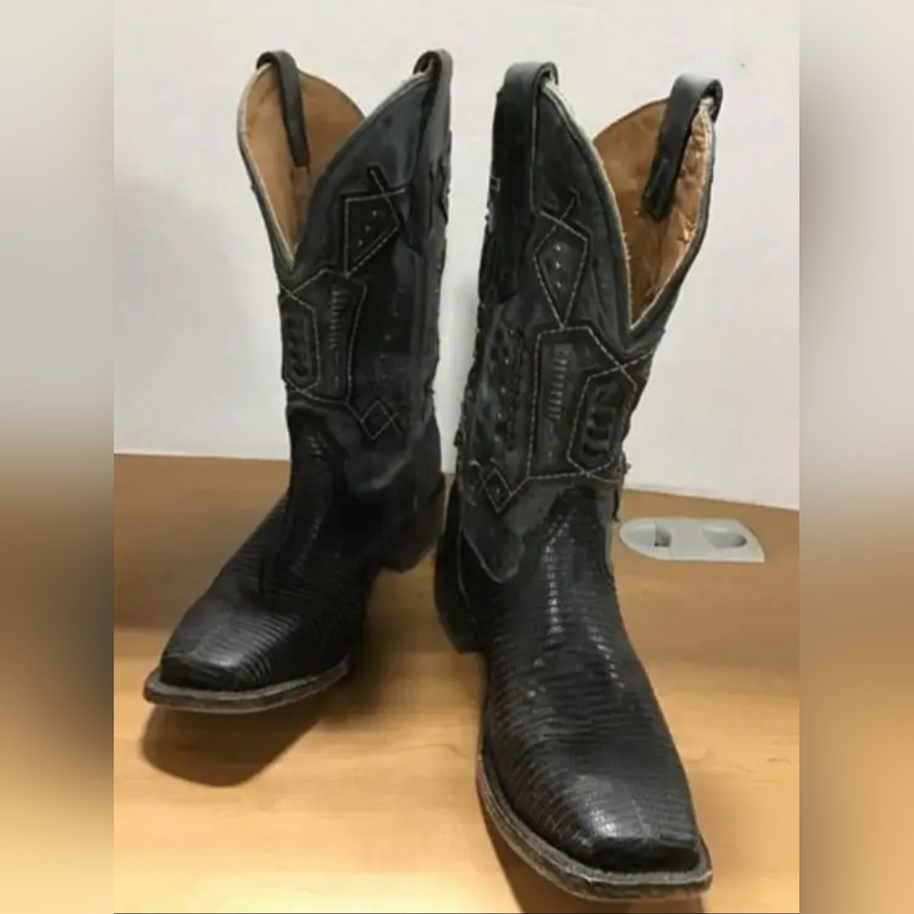 Corral Lizard Men's Handcrafted Black Western Cowboy Boots Size 8D